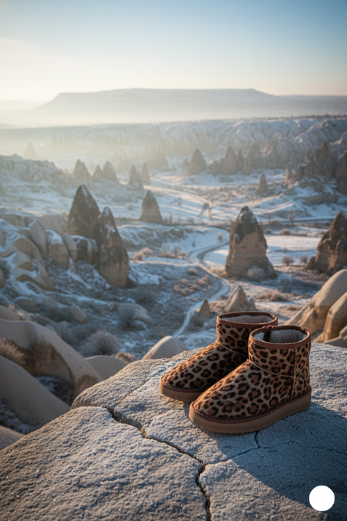 Kapadokya Serisi:  Leopar Desenli Kürklü Kadın Bot