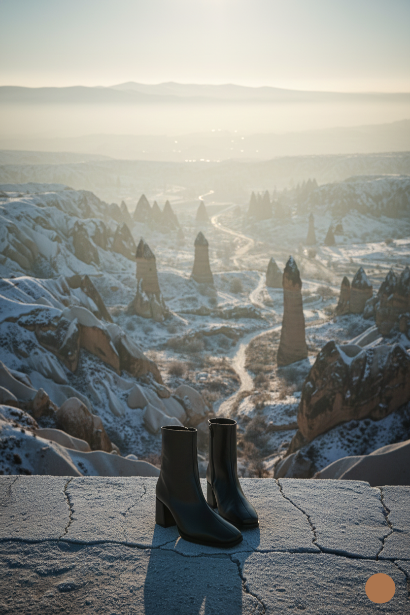Kapadokya Serisi: Siyah Blok Topuklu Kadın Bot