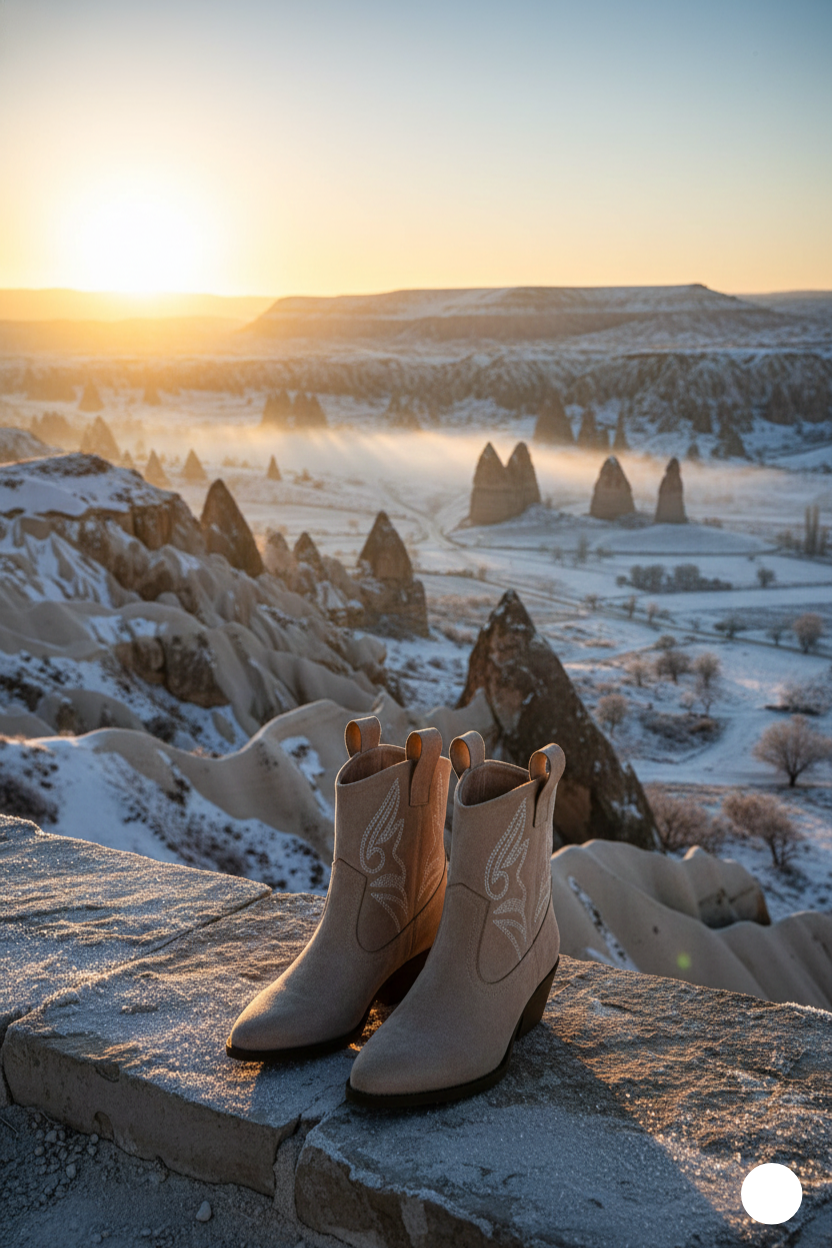 Kapadokya Serisi:  Vizon İşlemeli Kadın Kovboy Bot