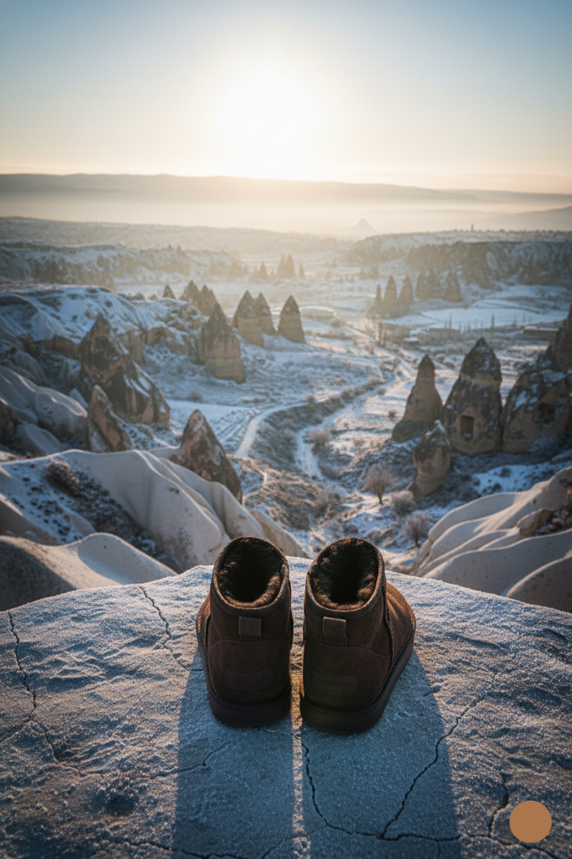 Kapadokya Serisi: Koyu Kahverengi Kürklü Düz Topuklu Kadın Bot