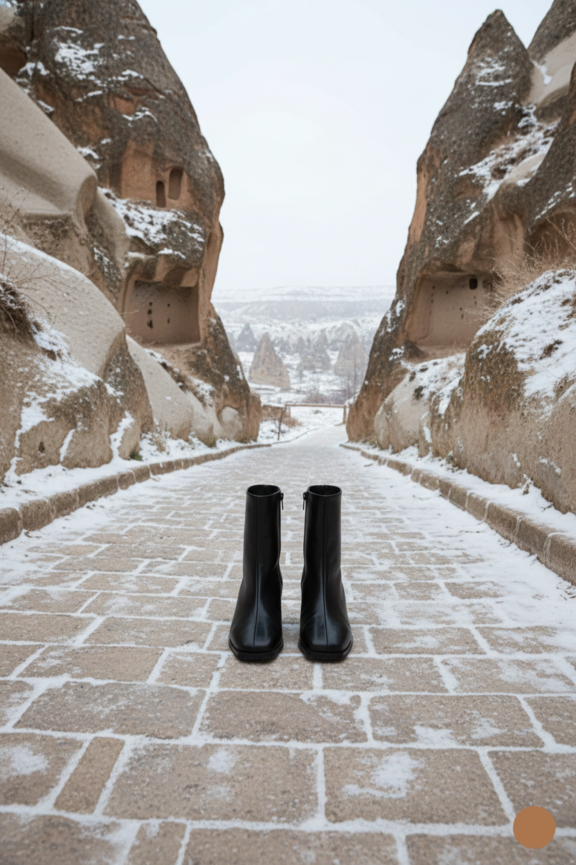 Kapadokya Serisi: Siyah Blok Topuklu Kadın Bot