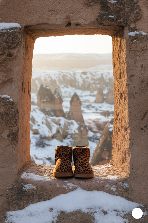 Kapadokya Serisi:  Leopar Desenli Kürklü Kadın Bot