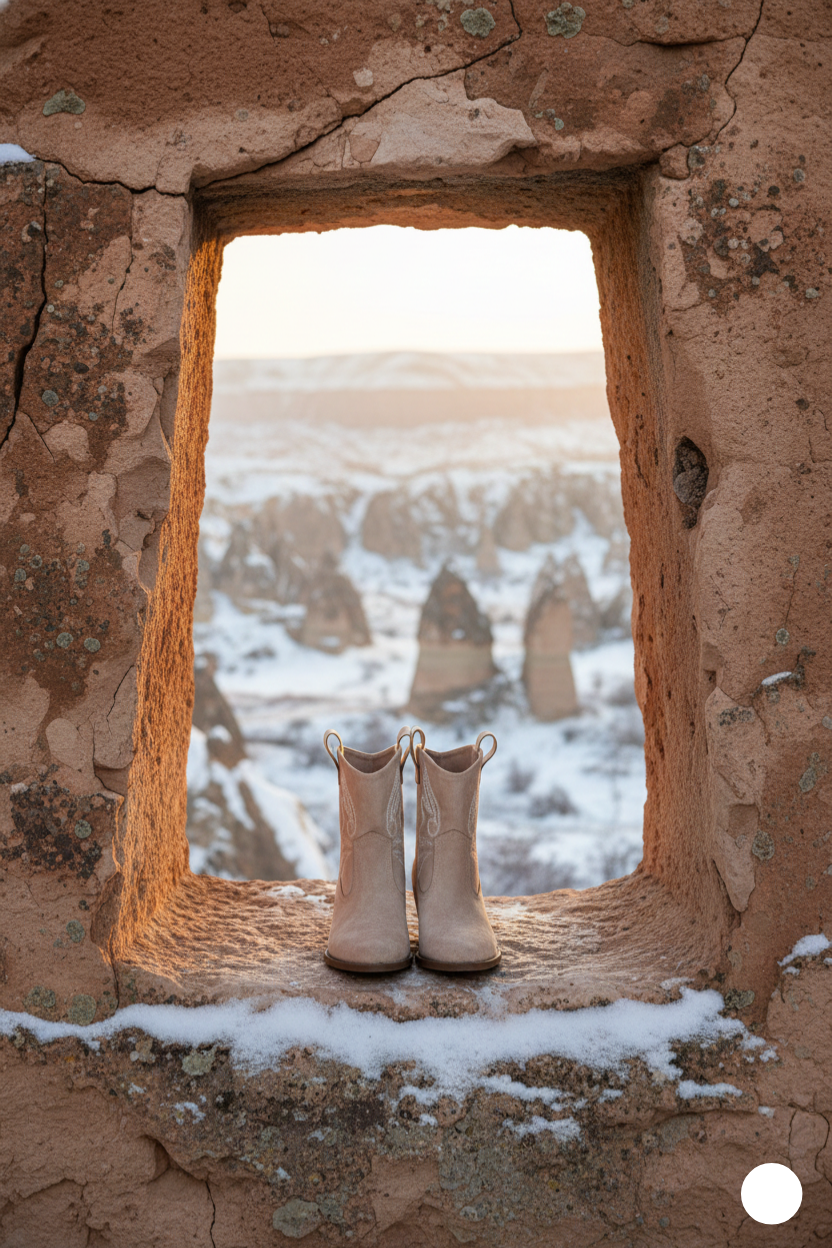 Kapadokya Serisi:  Vizon İşlemeli Kadın Kovboy Bot