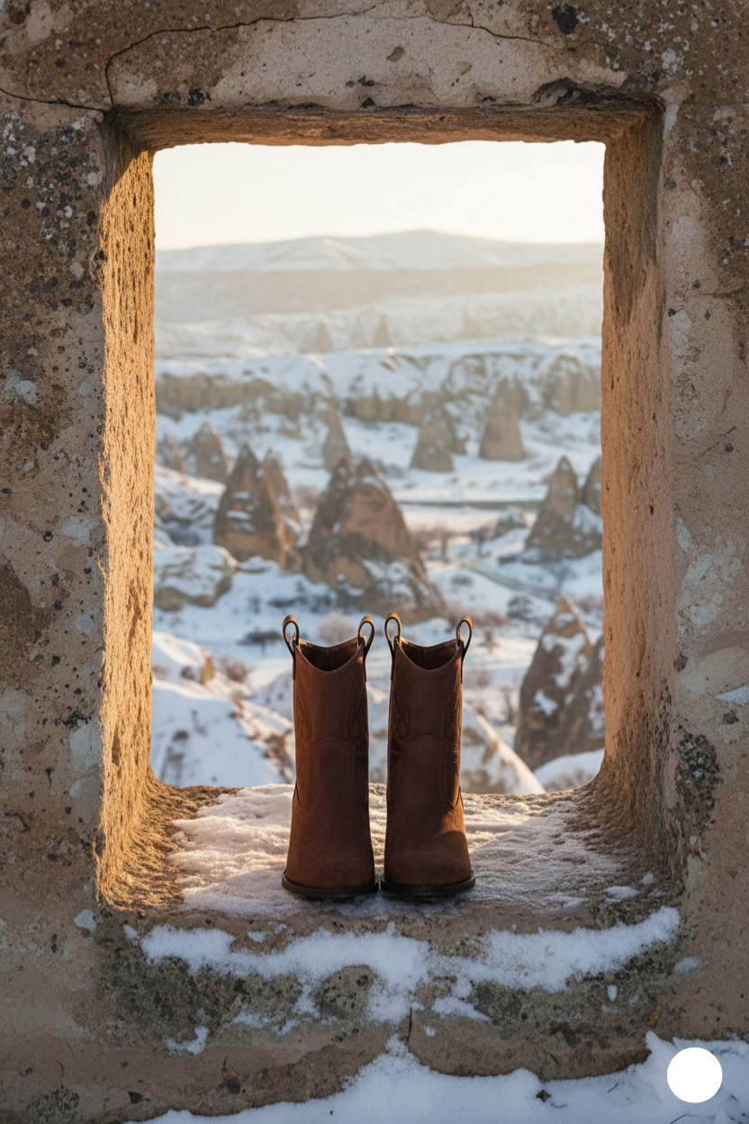 Kapadokya Serisi: Koyu Kahverengi Süet Kovboy Kadın Bot