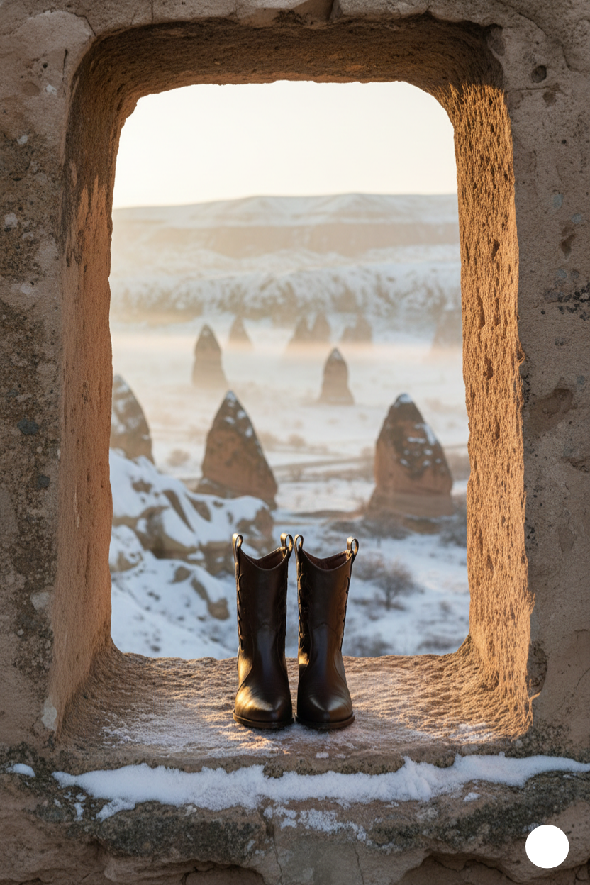 Kapadokya Serisi: Koyu Kahverengi Nakışlı Kadın Kovboy Botu