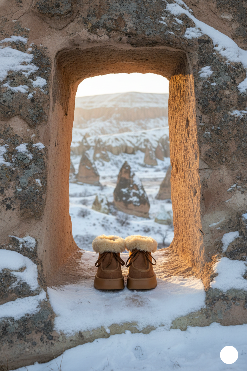 Kapadokya Serisi: Taba Kürklü Bağcık Detaylı Kadın Bot