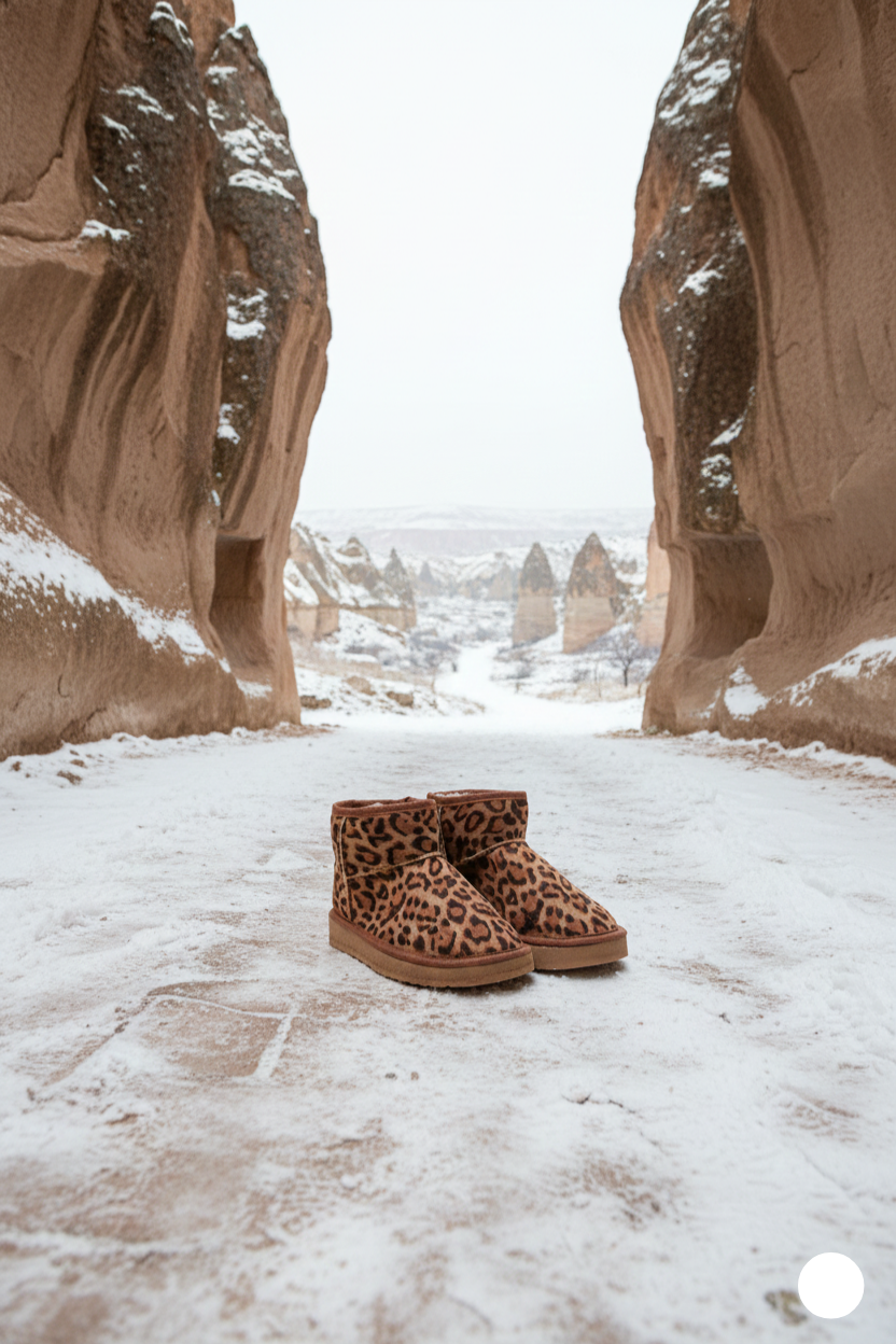 Kapadokya Serisi:  Leopar Desenli Kürklü Kadın Bot
