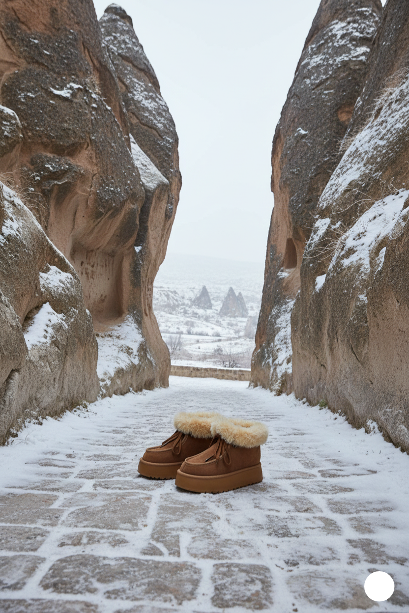 Kapadokya Serisi: Taba Kürklü Bağcık Detaylı Kadın Bot