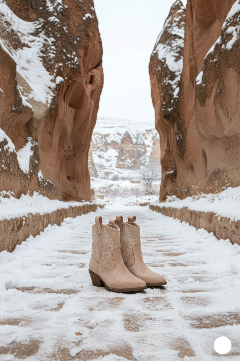 Kapadokya Serisi:  Vizon İşlemeli Kadın Kovboy Bot