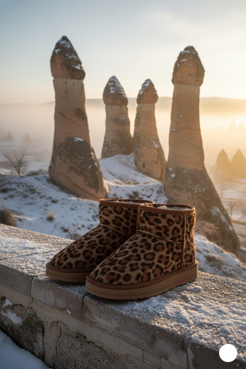 Kapadokya Serisi:  Leopar Desenli Kürklü Kadın Bot