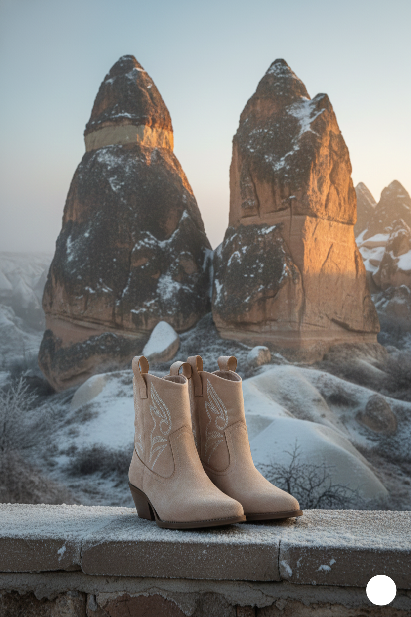 Kapadokya Serisi:  Vizon İşlemeli Kadın Kovboy Bot