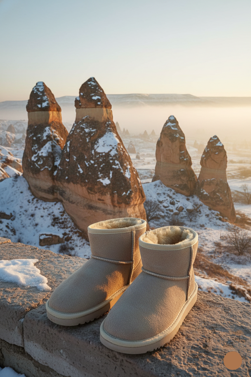 Kapadokya Serisi: TerraSoft Winter – Bej Kürklü Kadın Bot