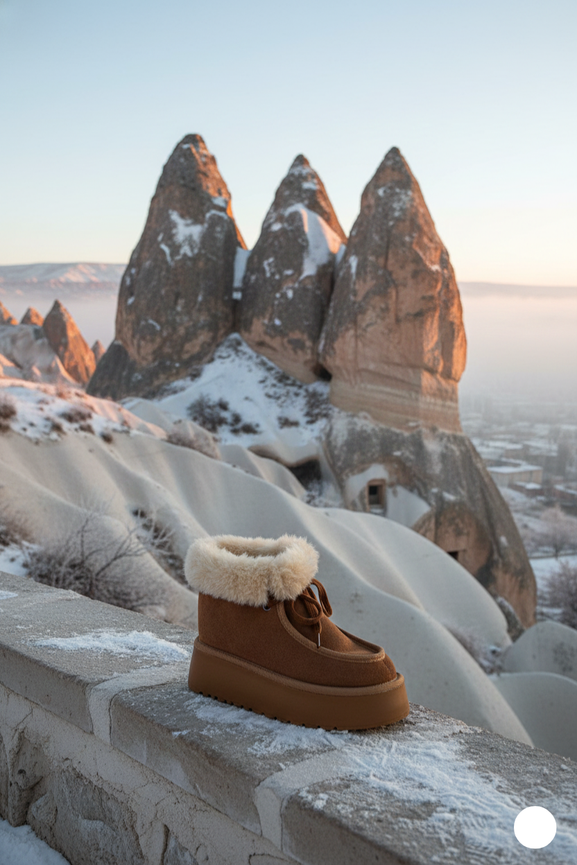 Kapadokya Serisi: Taba Kürklü Bağcık Detaylı Kadın Bot