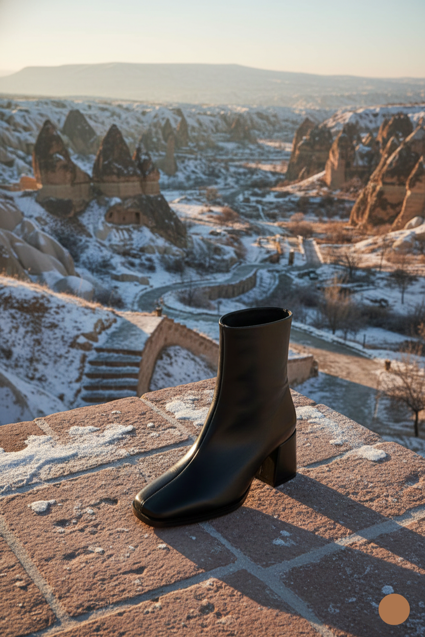 Kapadokya Serisi: Siyah Blok Topuklu Kadın Bot