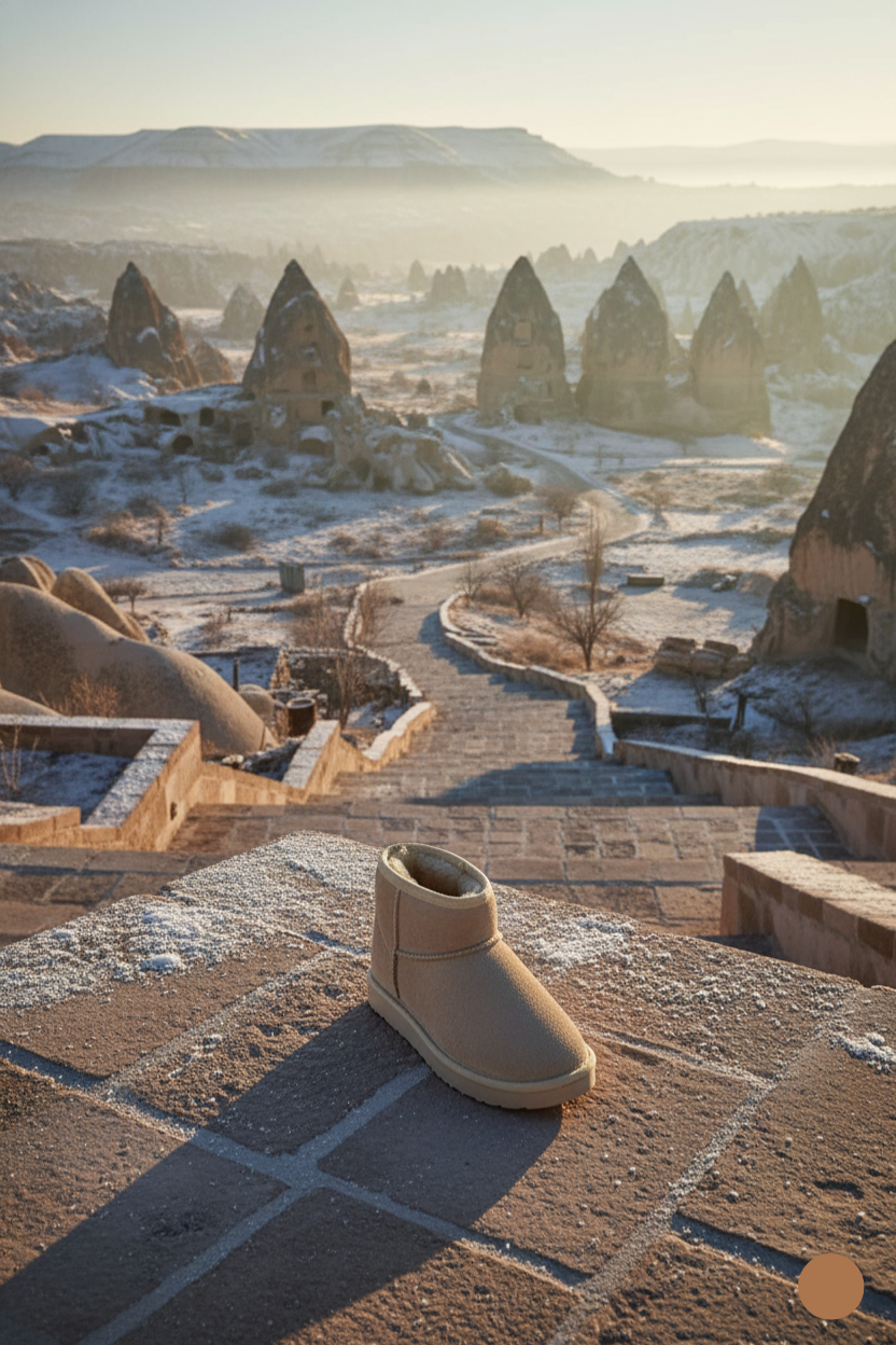 Kapadokya Serisi: TerraSoft Winter – Bej Kürklü Kadın Bot