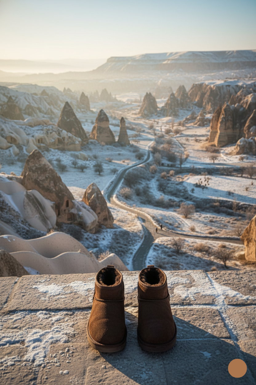 Kapadokya Serisi: Koyu Kahverengi Kürklü Düz Topuklu Kadın Bot