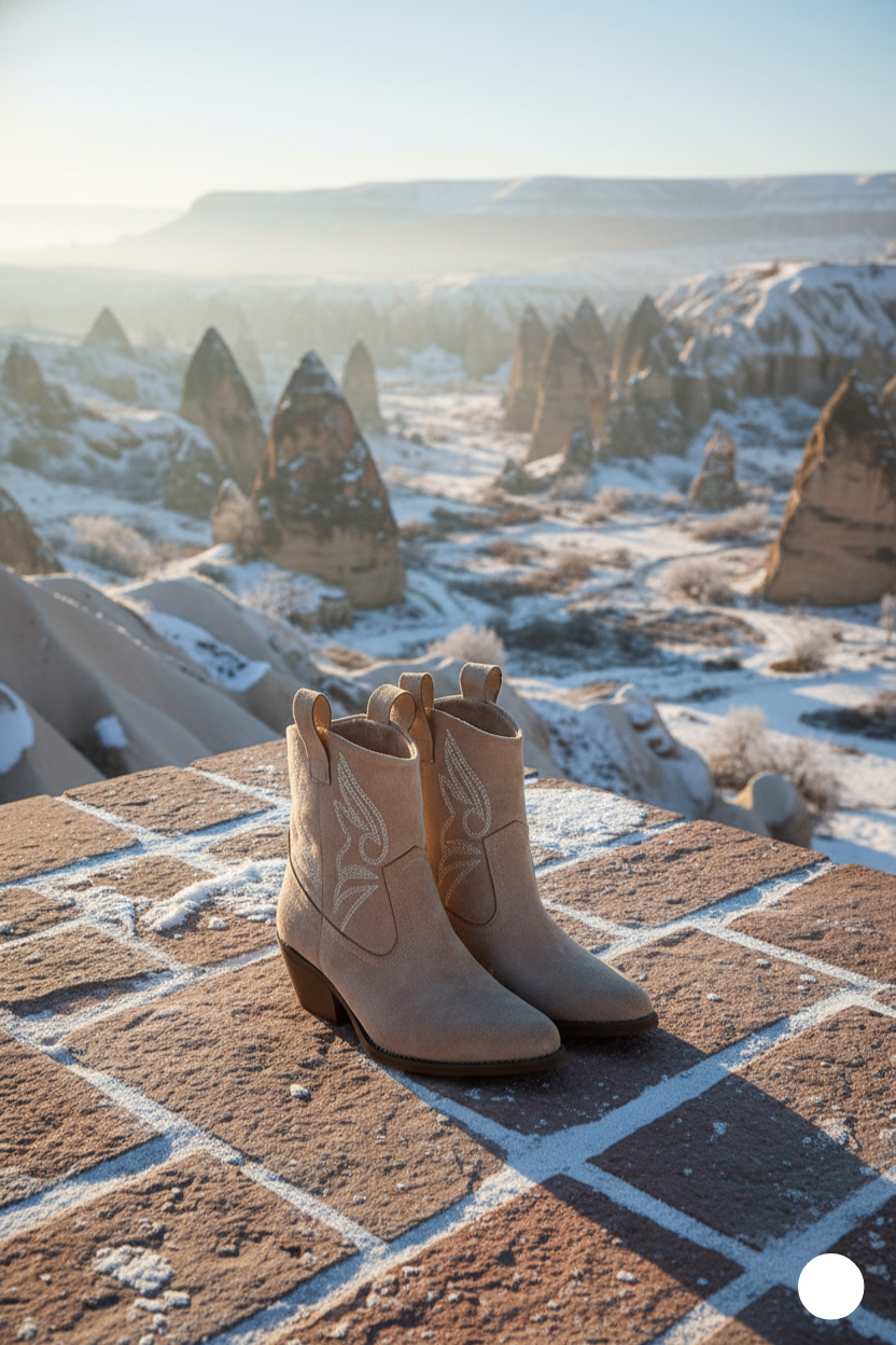 Kapadokya Serisi:  Vizon İşlemeli Kadın Kovboy Bot