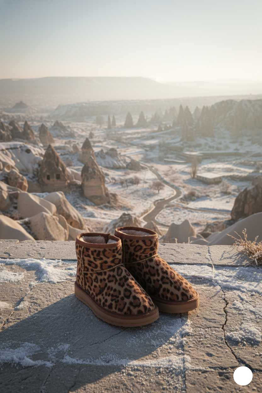Kapadokya Serisi:  Leopar Desenli Kürklü Kadın Bot