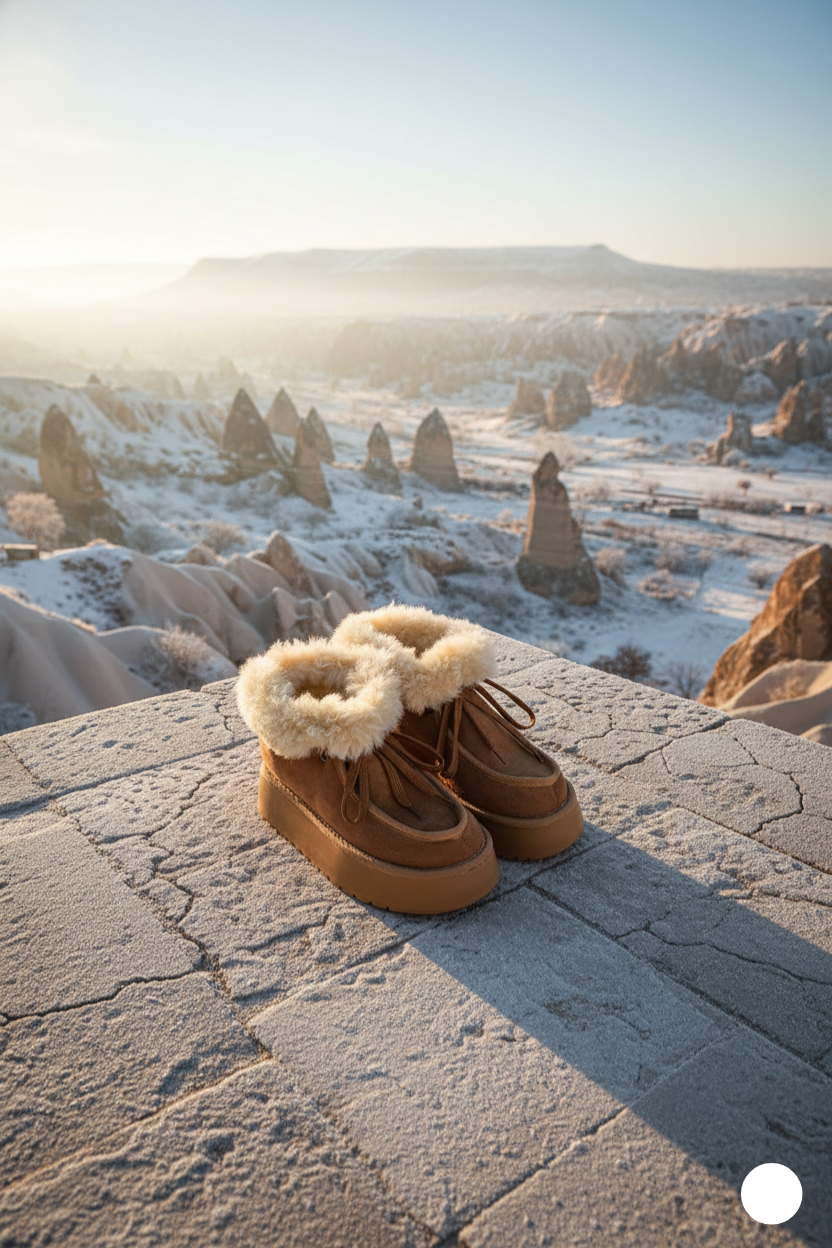 Kapadokya Serisi: Taba Kürklü Bağcık Detaylı Kadın Bot