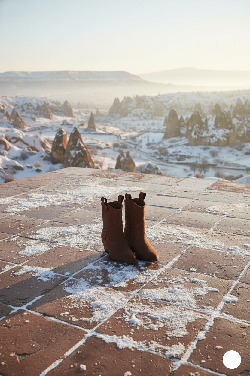 Kapadokya Serisi: Koyu Kahverengi Süet Kovboy Kadın Bot