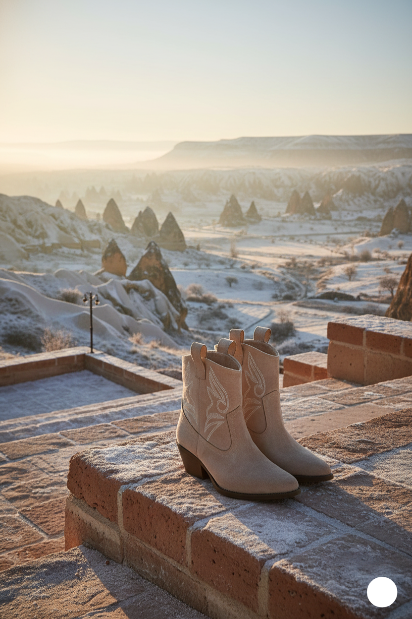 Kapadokya Serisi:  Vizon İşlemeli Kadın Kovboy Bot