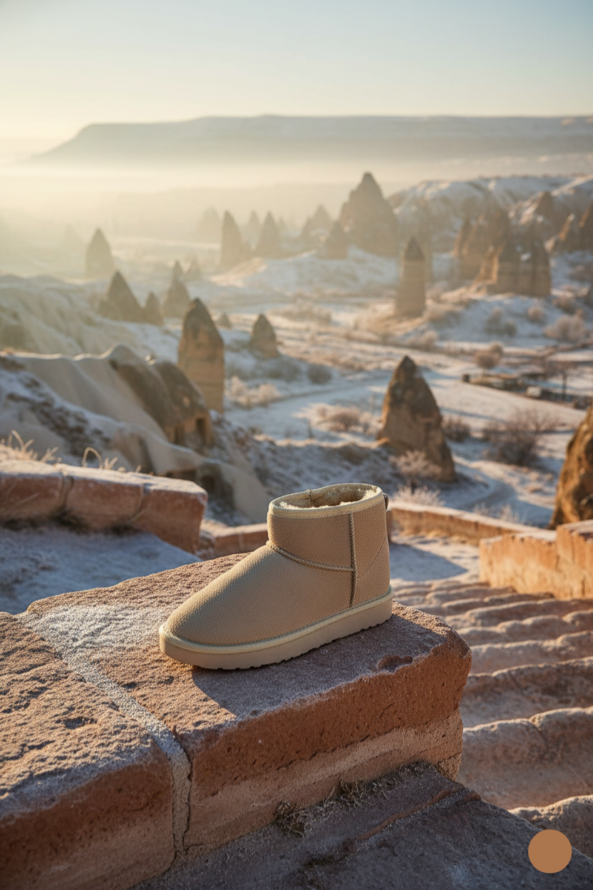Kapadokya Serisi: TerraSoft Winter – Bej Kürklü Kadın Bot