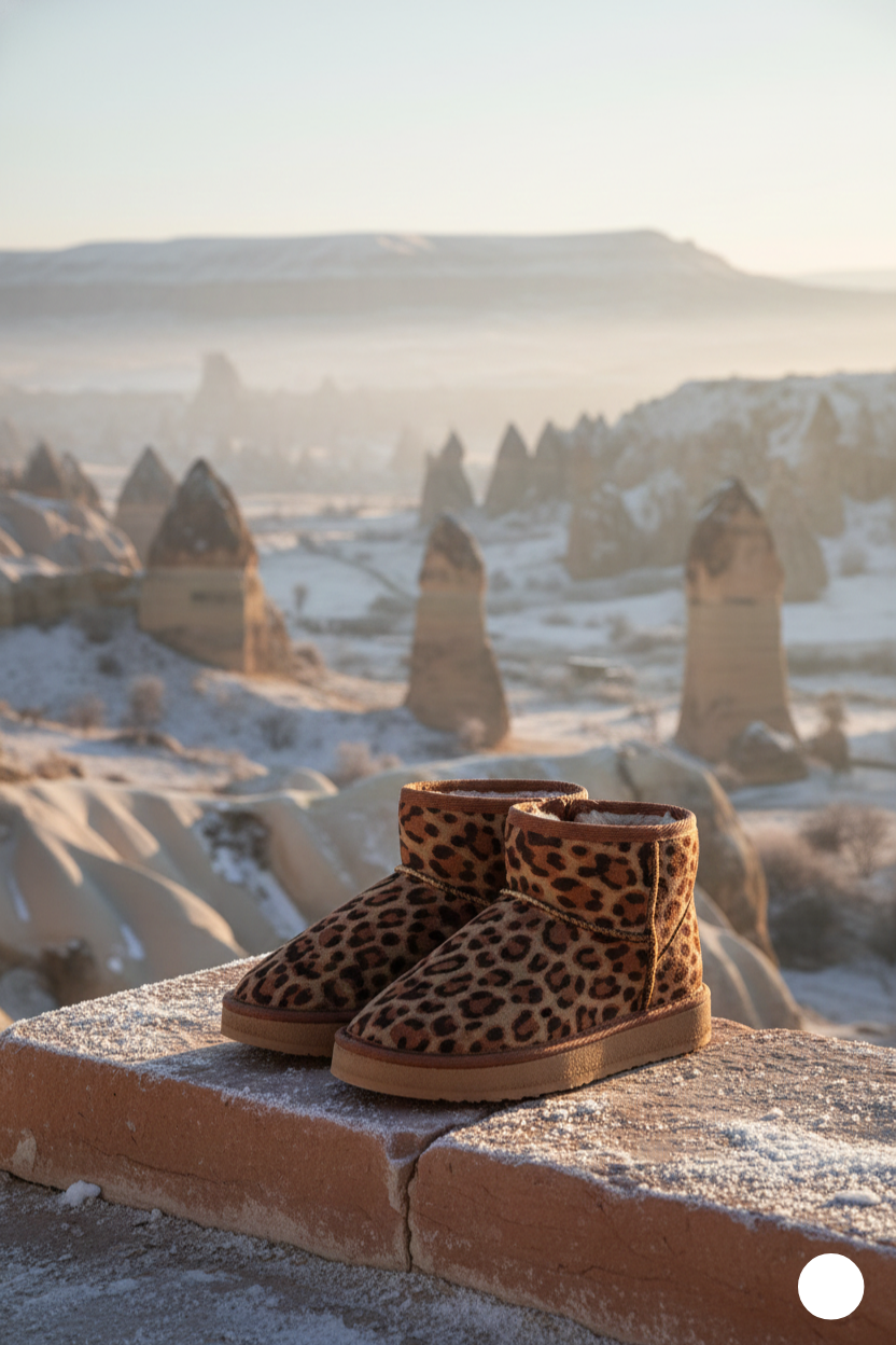 Kapadokya Serisi:  Leopar Desenli Kürklü Kadın Bot