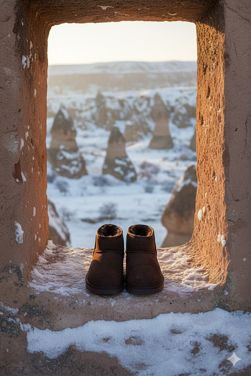 Kapadokya Serisi: Koyu Kahverengi Kürklü Düz Topuklu Kadın Bot