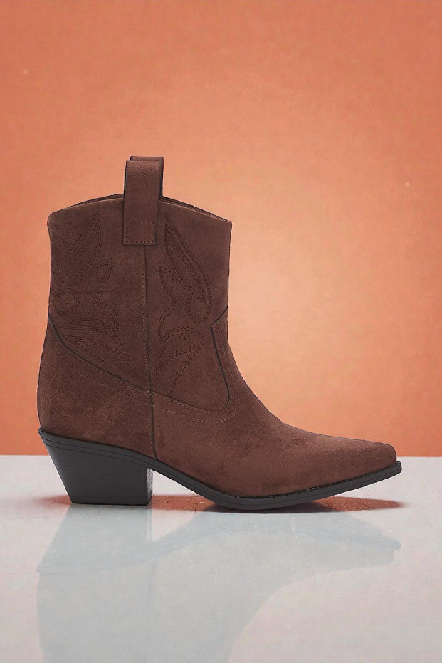 Kapadokya Serisi: Koyu Kahverengi Süet Kovboy Kadın Bot