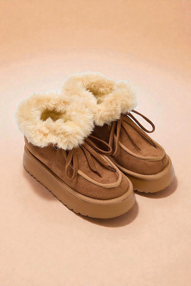 Kapadokya Serisi: Taba Kürklü Bağcık Detaylı Kadın Bot