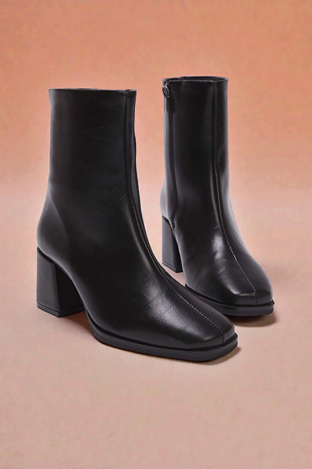 Kapadokya Serisi: Siyah Blok Topuklu Kadın Bot