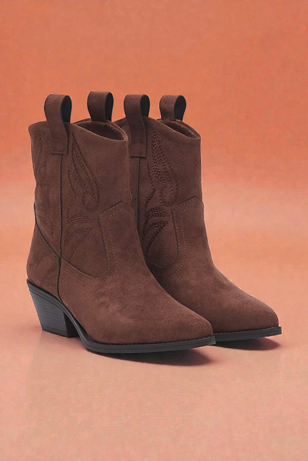 Kapadokya Serisi: Koyu Kahverengi Süet Kovboy Kadın Bot