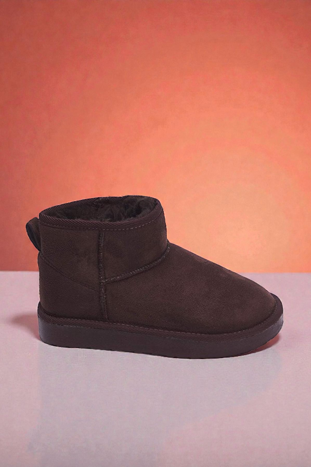 Kapadokya Serisi: Koyu Kahverengi Kürklü Düz Topuklu Kadın Bot