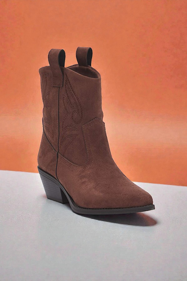 Kapadokya Serisi: Koyu Kahverengi Süet Kovboy Kadın Bot