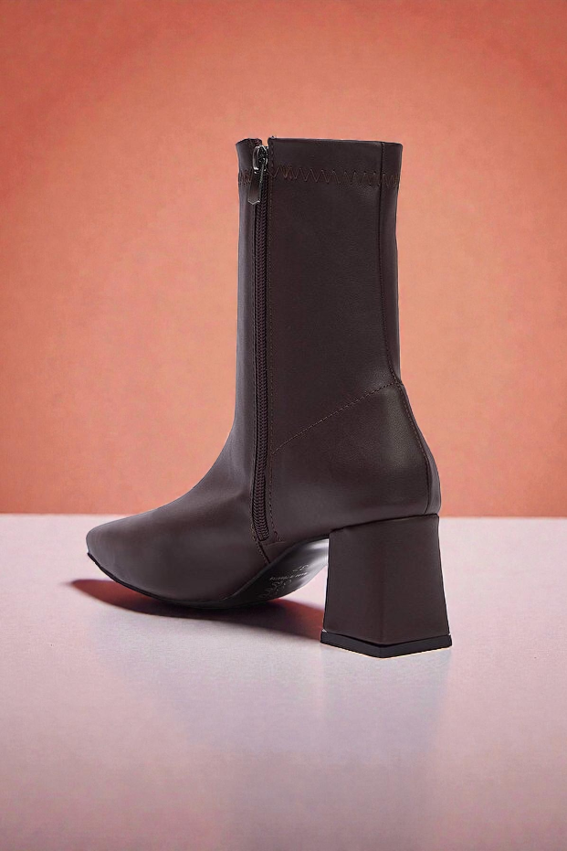 Kapadokya Serisi: Terracotta Ridge – Kahverengi Stretch Fermuarlı Blok Topuklu Bot