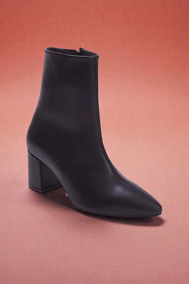 Kapadokya Serisi: Siyah Sivri Burun Blok Topuklu Kadın Bot